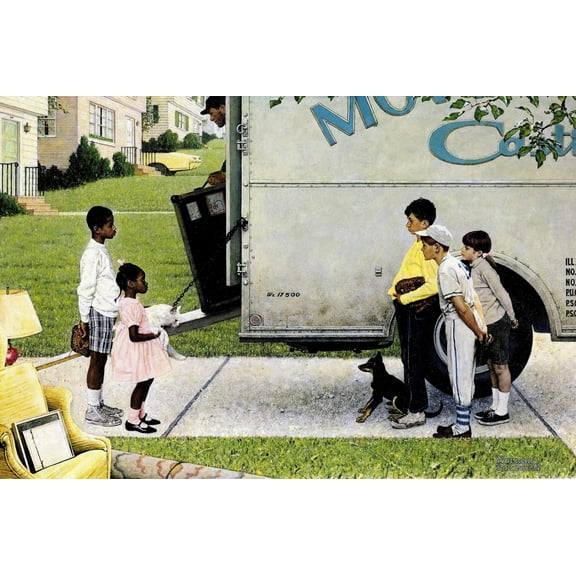 Art.com New Neighbors (or New Kids in the Neighborhood; Moving In) Giclee Print by Norman Rockwell, 36" x 24"