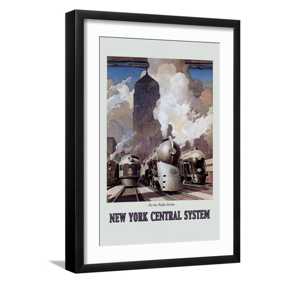 Art.com New York Central System Art Print by Leslie Ragan, Black Frame Wall Art, 17" x 23"