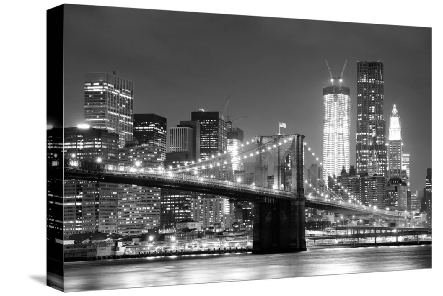 Art.com New York City Brooklyn Bridge Black and White with Downtown ...