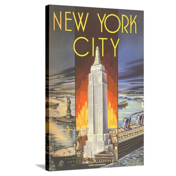 Art.com New York City, Empire State Building Stretched Canvas Print Wall Art, 24" x 36"
