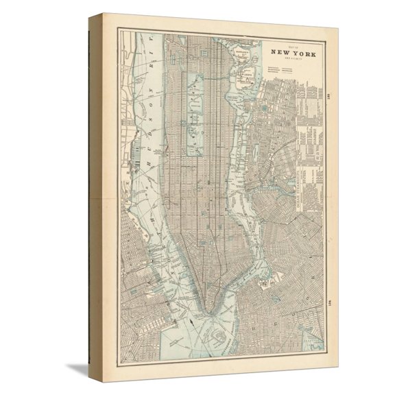 Art.com New York City Map Stretched Canvas Print Wall Art by Wild Apple Portfolio, 12" x 16"