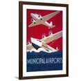 thumbnail image 1 of Art.com New York City Municipal Airport Vintage Poster - New York, NY Art Print by Lantern Press, Brown Frame Wall Art, 32" x 44", 1 of 5