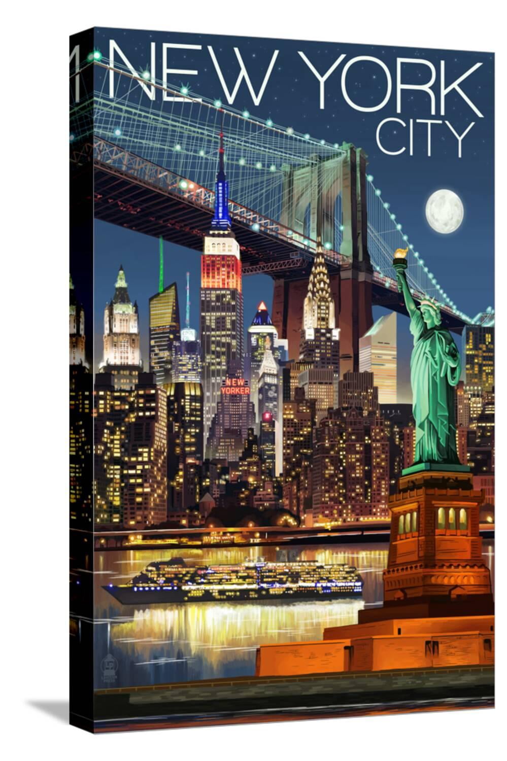NYC CITY LIGHTS GICLEE CANVAS ART PRINT POSTER main image 1