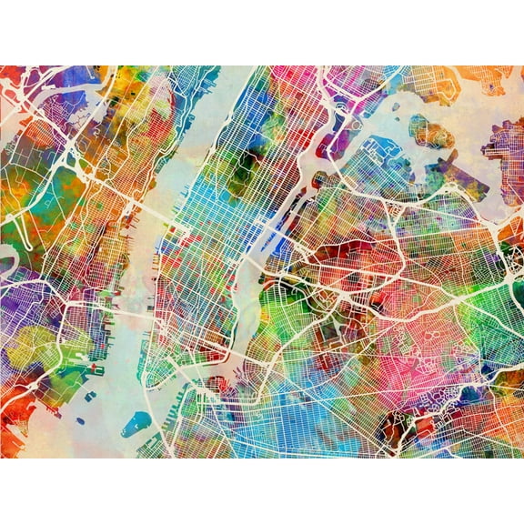 Art.com New York City Street Map Art Print by Michael Tompsett, 16" x 12"