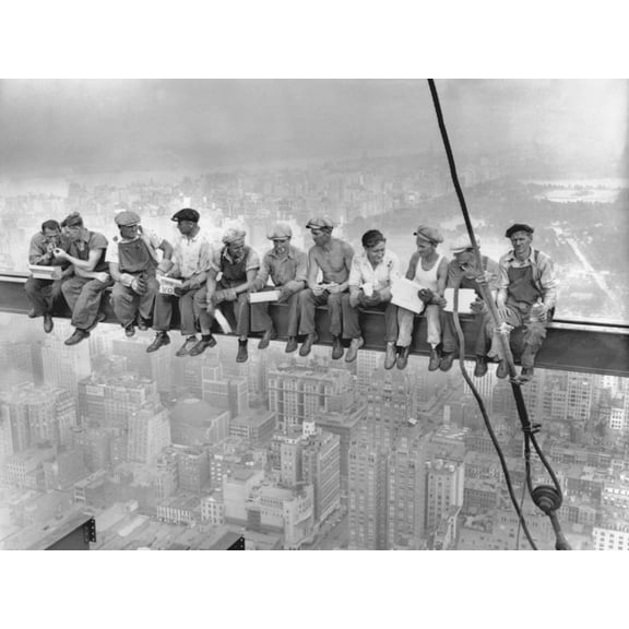 Art.com New York Construction Workers Lunching on a Crossbeam Photographic Print, 16" x 12"