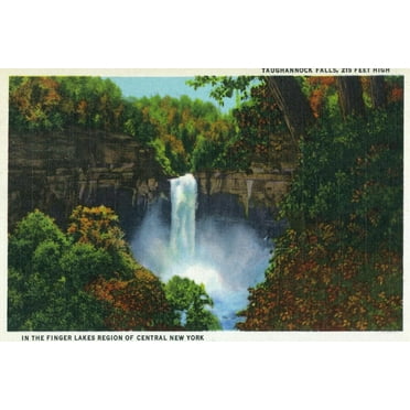 Art.com New York, View of Taughannock Falls in the Finger Lakes Region Art Print by Lantern Press, 18" x 12"