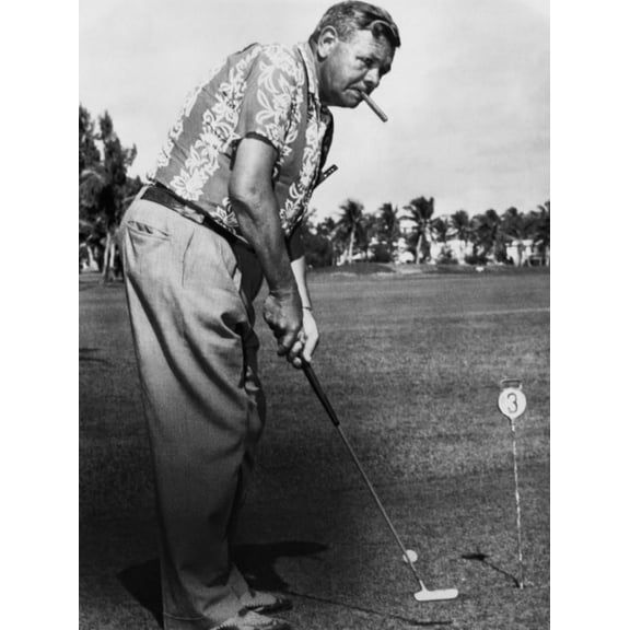 Art.com New York Yankees. Retired Outfielder Babe Ruth Playing Golf, Late 1940s Photo, 12" x 16"