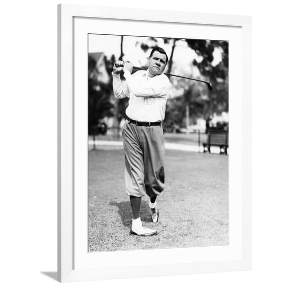 Art.com New York Yankees. Yankees Outfielder Babe Ruth Playing Golf, Early 1930s Photo, White Frame Wall Art, 32" x 40"