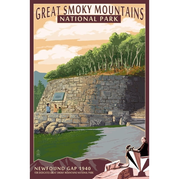 Art.com Newfound Gap - Great Smoky Mountains National Park, TN Art Print by Lantern Press, 12" x 18"