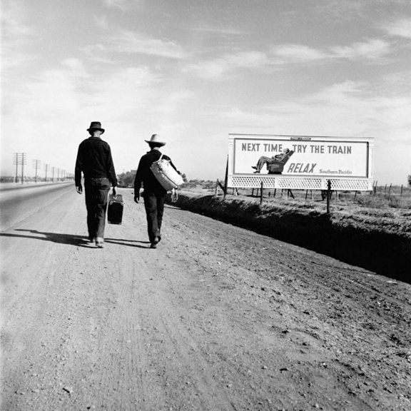 Art.com Next Time Try the Train Relax Southern Pacific, March 1937 Photo by Dorothea Lange, 24" x 24"