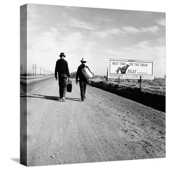 Art.com Next Time Try the Train Relax Southern Pacific, March 1937 Stretched Canvas Print Wall Art by Dorothea Lange, 16" x 16"