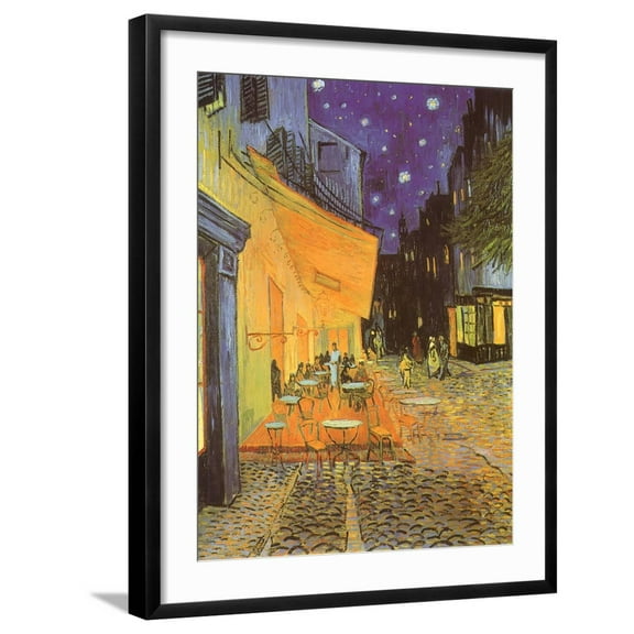 Art.com Night CafÃ©, 1888 Giclee Print by Vincent van Gogh, Black Frame Wall Art, 23" x 29"