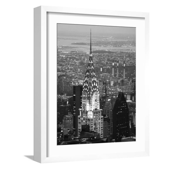 Art.com Night Chrysler Photographic Print by Chris Bliss, White Frame Wall Art, 17" x 21"