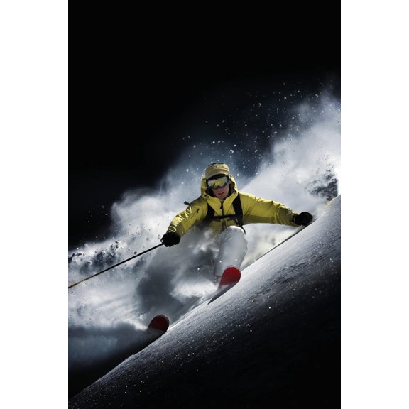 Art.com Night Skiier on Les Arcs French Alps Photo, 12" x 18"