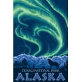 thumbnail image 1 of Art.com Northern Lights, Denali National Park, Alaska Art Print by Lantern Press, 24" x 36", 1 of 3