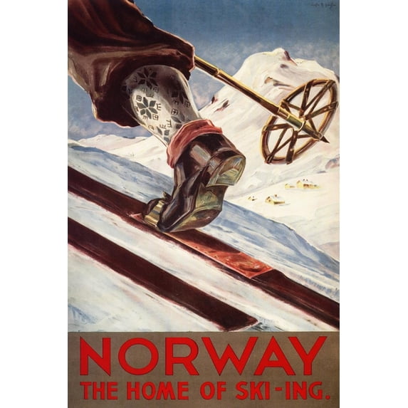 Art.com Norway - The Home of Skiing Art Print by Lantern Press, 16" x 24"
