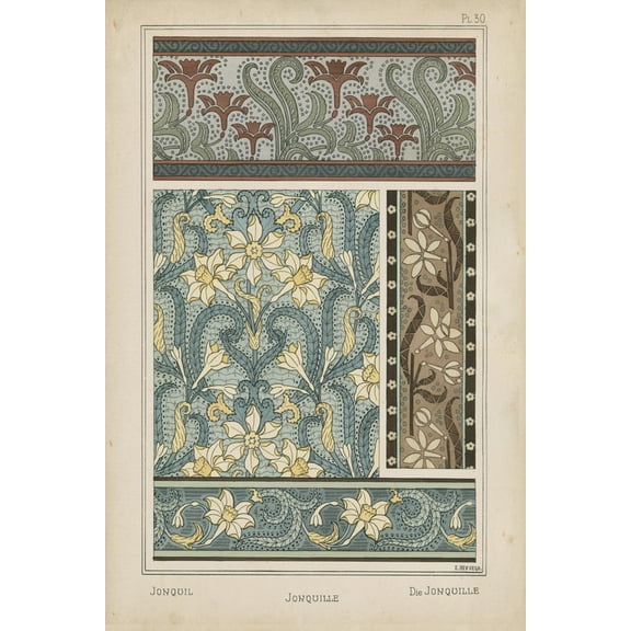 Art.com Nouveau Floral Design VI Art Print by Vision Studio, 12" x 18"