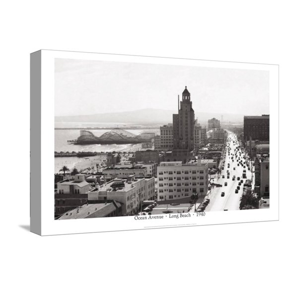 Art.com Ocean Avenue, Long Beach, 1940 Stretched Canvas Print Wall Art, 18" x 12"