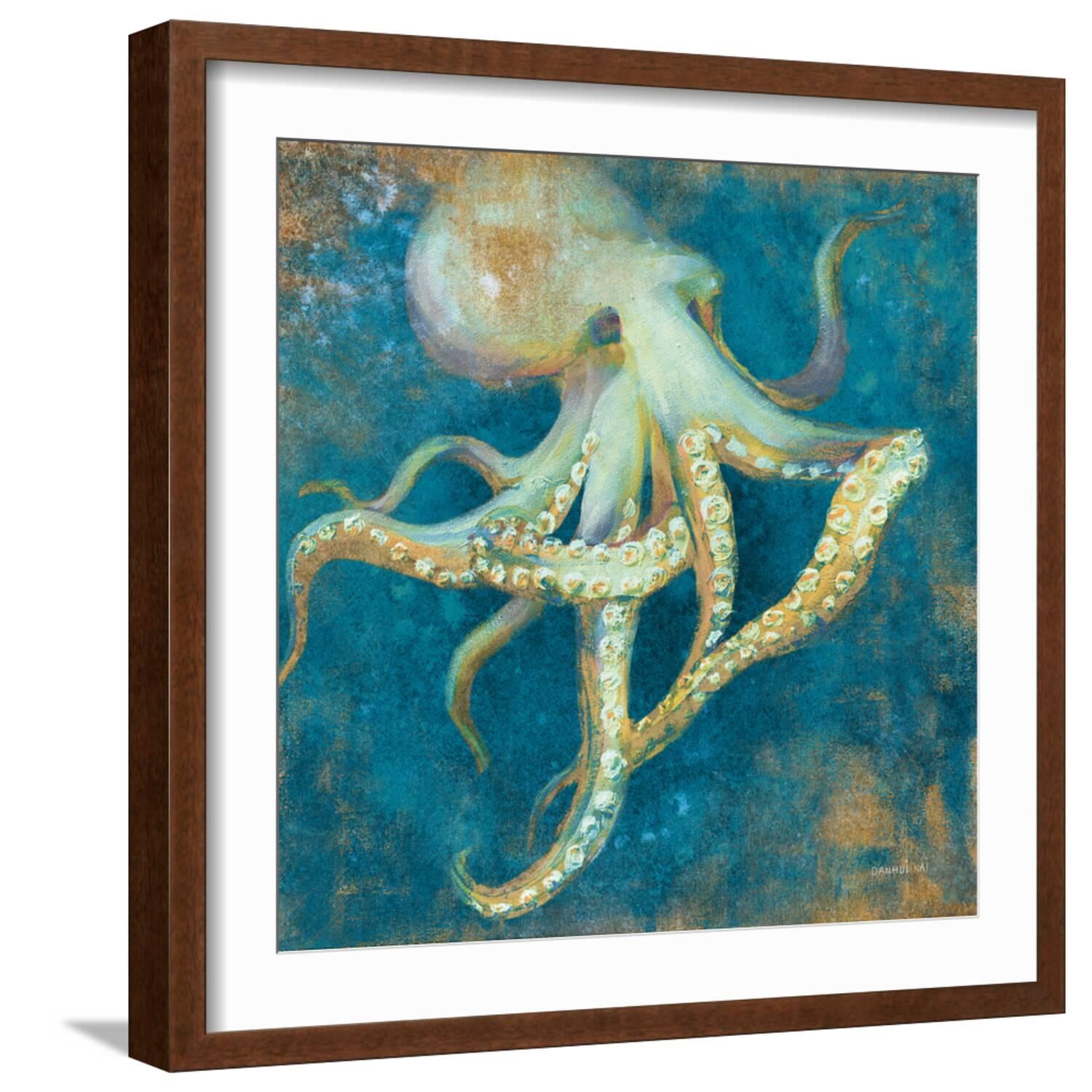 Shell Octupus Frame Art.com Ocean Octopus Art Print by Danhui Nai, Brown Frame Wall Art, 21 ...