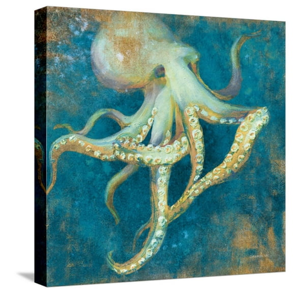 Art.com Ocean Octopus Stretched Canvas Print Wall Art by Danhui Nai, 16" x 16"