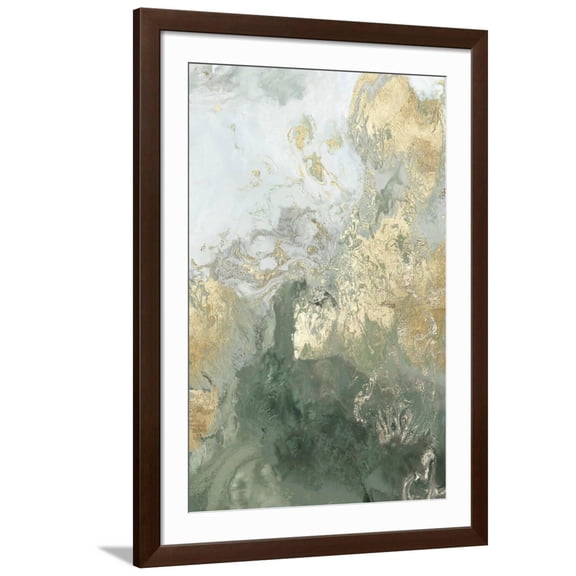 Art.com Ocean Splash II Mint Version Art Print by PI Studio, Brown Frame Wall Art, 32" x 44"