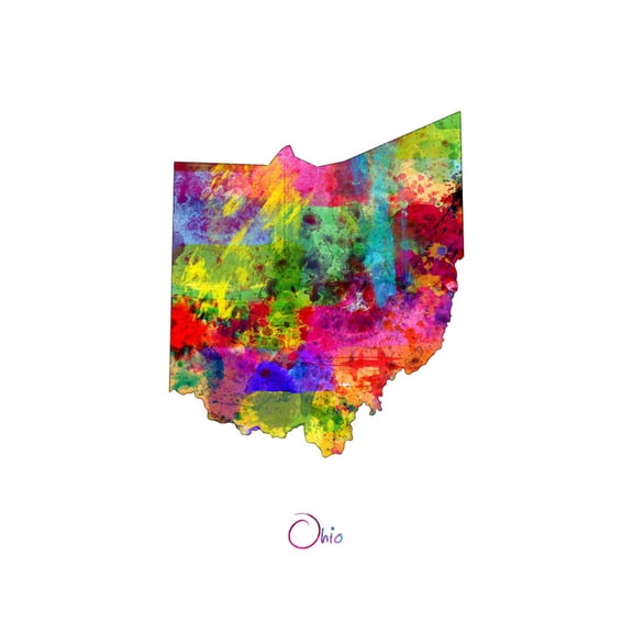Art.com Ohio Map Art Print by Michael Tompsett, 18" x 24"