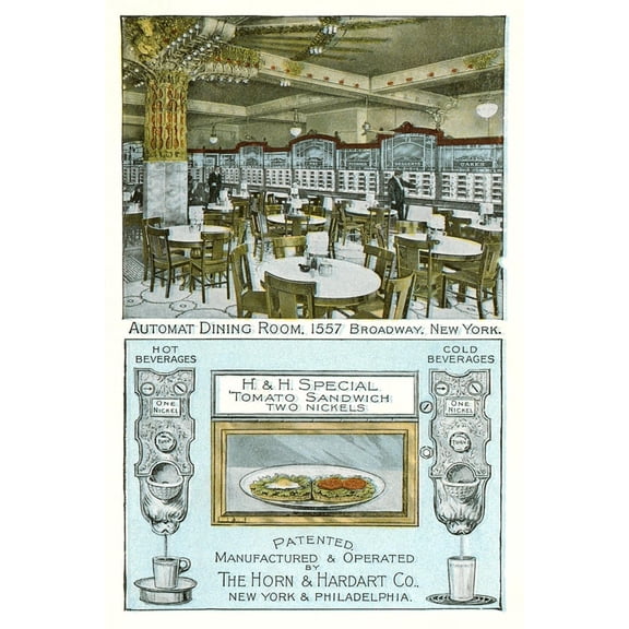 Art.com Old Automat Advertisement, Horn and Hardart Art Print, 24" x 36"