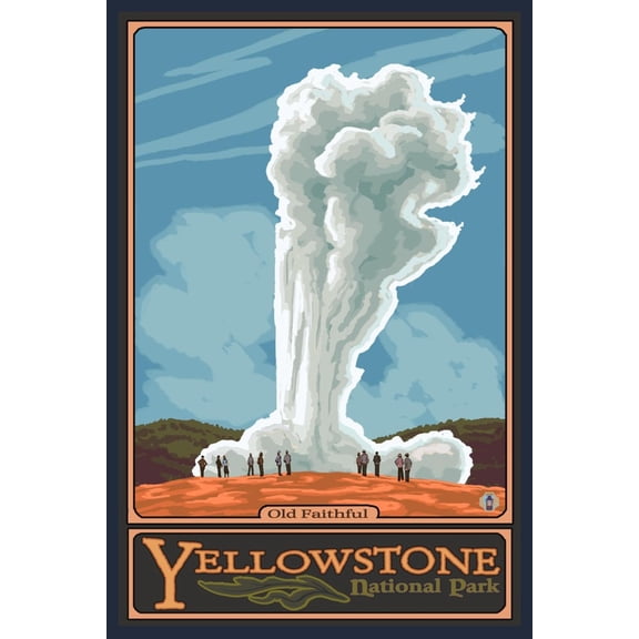 Art.com Old Faithful Geyser, Yellowstone National Park, Wyoming Art Print by Lantern Press, 16" x 24"