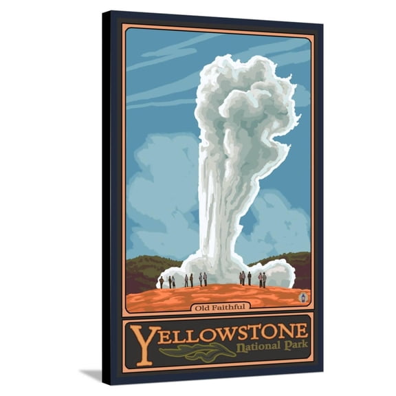 Art.com Old Faithful Geyser, Yellowstone National Park, Wyoming Stretched Canvas Print Wall Art by Lantern Press, 24" x 36"