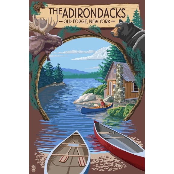 Art.com Old Forge, New York - The Adirondacks Scene Art Print by Lantern Press, 12" x 18"