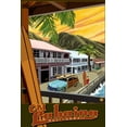 thumbnail image 1 of Art.com Old Lahaina Fishing Town with Surfer, Maui, Hawaii Art Print by Lantern Press, 16" x 24", 1 of 4