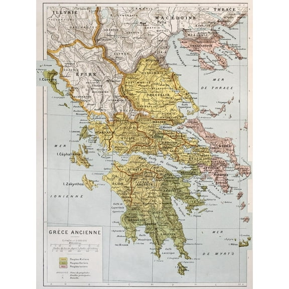 Art.com Old Map Of Ancient Greece Art Print by marzolino, 18" x 24"
