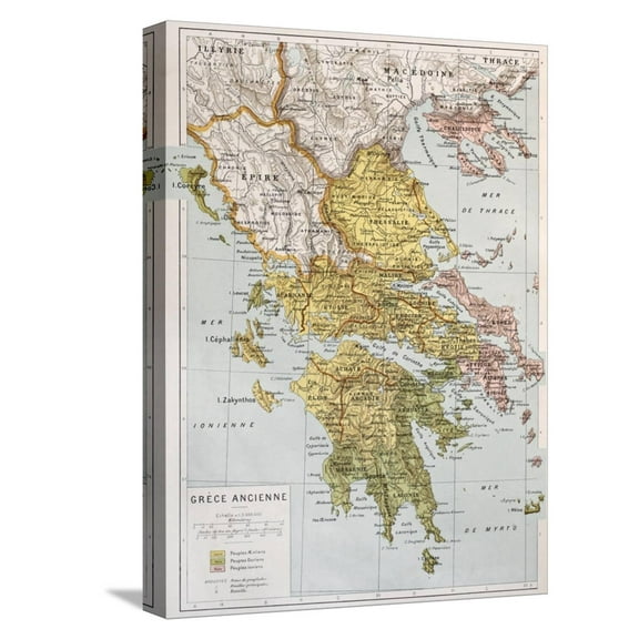 Art.com Old Map Of Ancient Greece Stretched Canvas Print Wall Art by marzolino, 12" x 16"