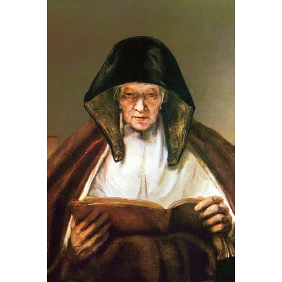 Art.com Old Woman, Reading Art Print by Rembrandt van Rijn, 24" x 36"