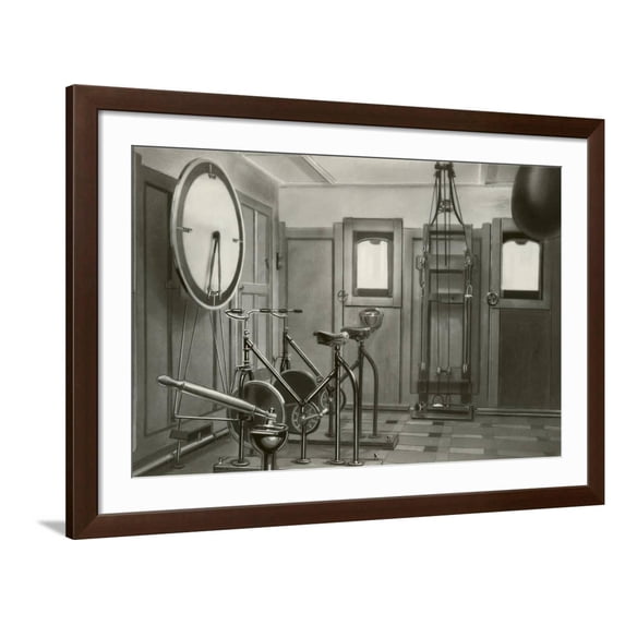 Art.com Old Work Out Gym Art Print, Brown Frame Wall Art, 44" x 32"