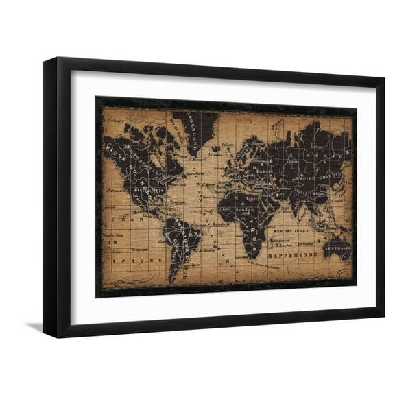 Art.com Old World Map Art Print, Black Frame Wall Art, 23" x 17"