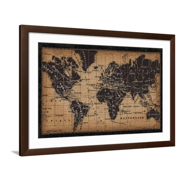 Art.com Old World Map Art Print, Brown Frame Wall Art, 44" x 32"