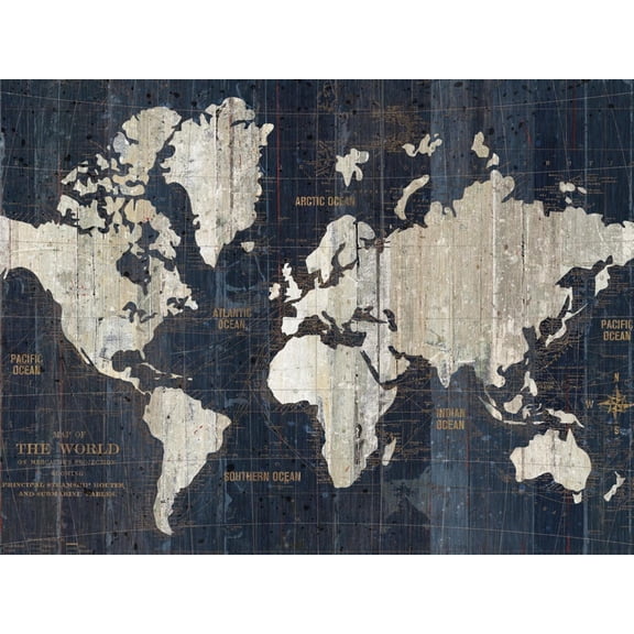 Art.com Old World Map Blue Crop Art Print by Wild Apple Portfolio, 16" x 12"