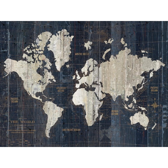 Art.com Old World Map Blue v2 Art Print by Wild Apple Portfolio, 24" x 18"