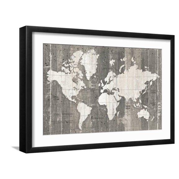 Art.com Old World Map Neutral Art Print by Wild Apple Portfolio, Black Frame Wall Art, 23" x 17"