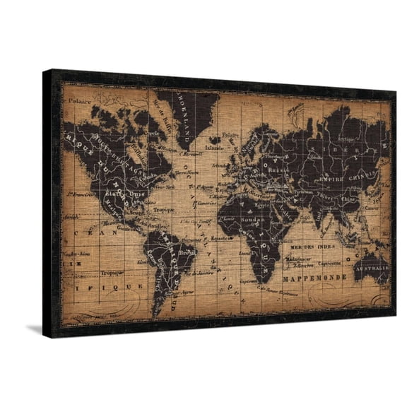 Art.com Old World Map Stretched Canvas Print Wall Art, 36" x 24"
