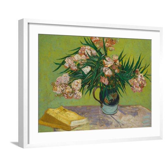 Art.com Oleanders Art Print by Vincent van Gogh, White Frame Wall Art, 29" x 23"