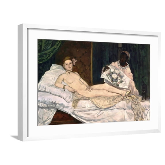 Art.com Olympia Art Print by Edouard Manet, White Frame Wall Art, 29" x 21"