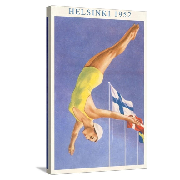 Art.com Olympic Diving, Helsinki, Finland, 1952 Stretched Canvas Print Wall Art, 16" x 24"