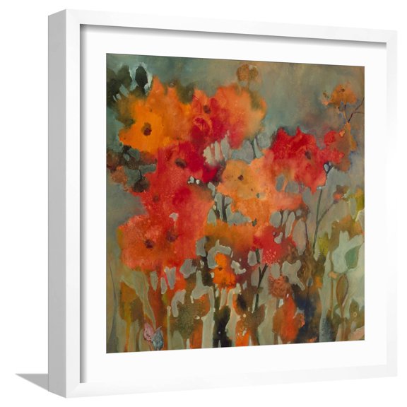 Art.com Orange Flower Giclee Print by Michelle Abrams, White Frame Wall Art, 21" x 21"