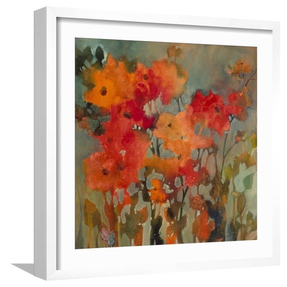 Art.com Orange Flower Giclee Print by Michelle Abrams, White Frame Wall Art, 21" x 21"