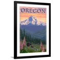 thumbnail image 1 of Art.com Oregon - Mt. Hood Bear Family and Spring Flowers Art Print by Lantern Press, Black Frame Wall Art, 32" x 44", 1 of 5