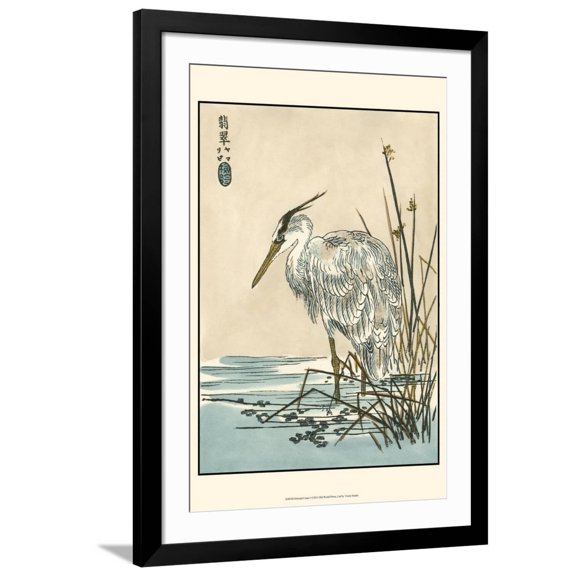 Art.com Oriental Crane I Art Print by Vision Studio, Black Frame Wall Art, 32" x 44"