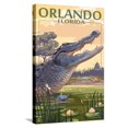 thumbnail image 1 of Art.com Orlando, Florida - Alligator Scene Stretched Canvas Print Wall Art by Lantern Press, 16" x 24", 1 of 4