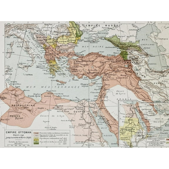 Art.com Ottoman Empire Historical Development Old Map (Between 1792 And 1878) Art Print by marzolino, 16" x 12"